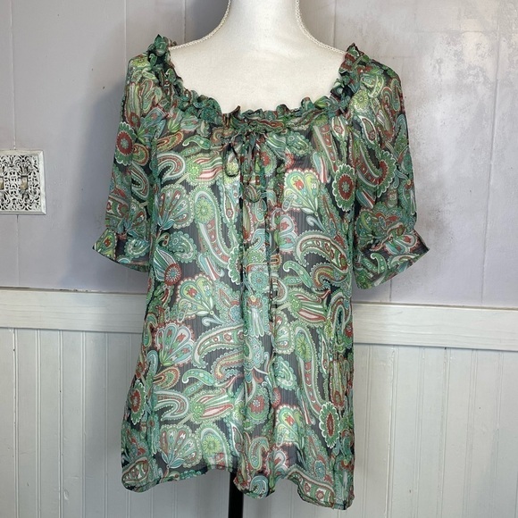 Ann Taylor LOFT Paisley Peasant Blouse – Size Medium - Picture 1 of 12